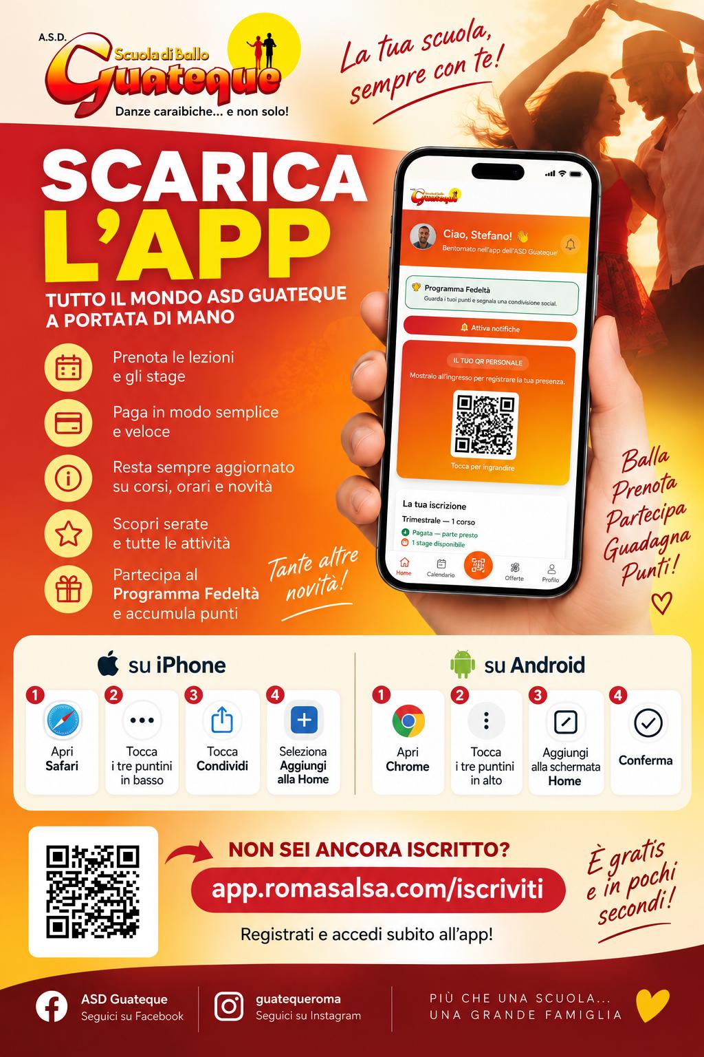 App Guateque per corsi eventi stage e lezioni di salsa a Roma